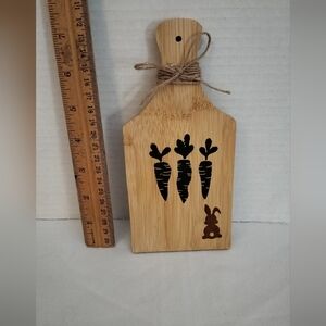 Wooden Cutting Board with Carrot and Bunny Design, Chalk Couture